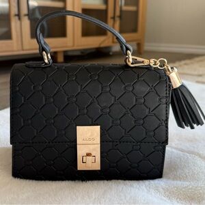 Aldo Black Mini Bag with Gold Accents